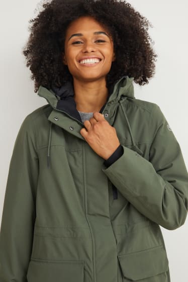 Femmes - Manteau de pluie à capuche - vert