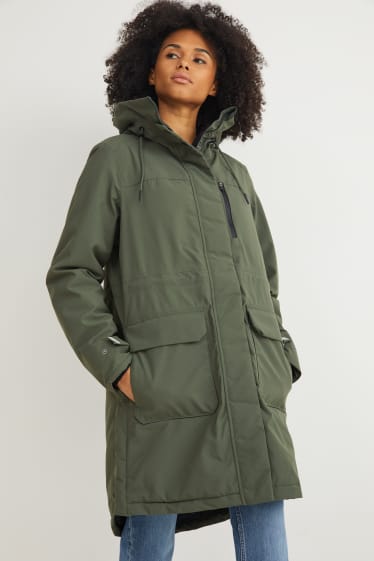 Femmes - Manteau de pluie à capuche - vert