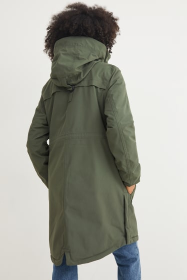 Damen - Regenjacke mit Kapuze - grün