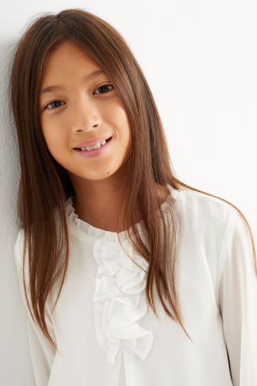 Kinderen: meisjes - Blouse van chiffon - wit