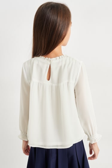 Kinderen: meisjes - Blouse van chiffon - wit