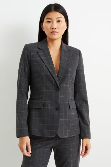 Femmes - Blazer de bureau - regular fit - à carreaux - gris foncé