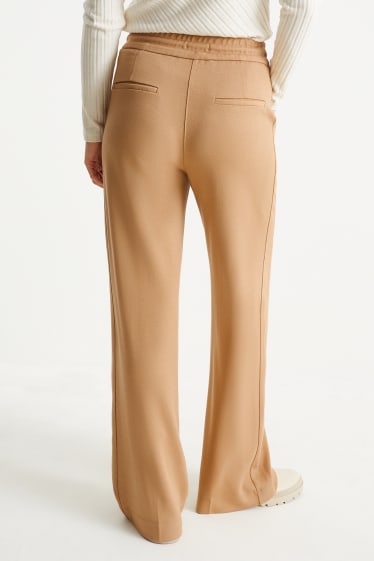 Dames - Broek van jersey - wide leg - lichtbruin