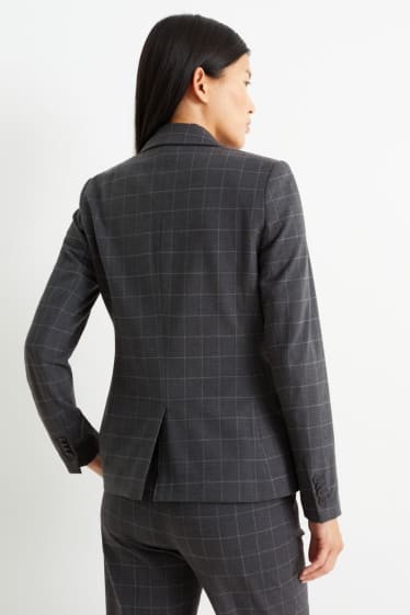 Damen - Business-Blazer - Regular Fit - kariert - dunkelgrau