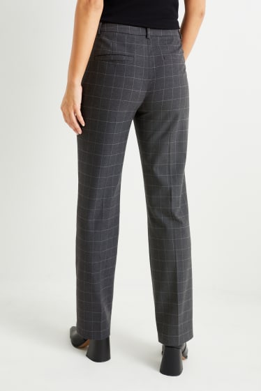 Femmes - Pantalon de bureau en toile - mid waist - coupe droite - gris foncé