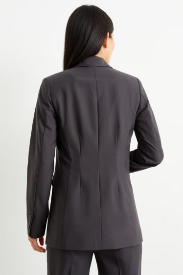 Dames - Business-blazer - relaxed fit - wolmix - donkergrijs