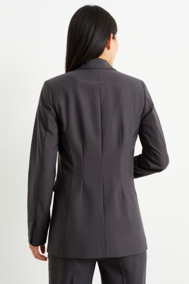 Femmes - Blazer de bureau - relaxed fit - laine mélangée - gris foncé