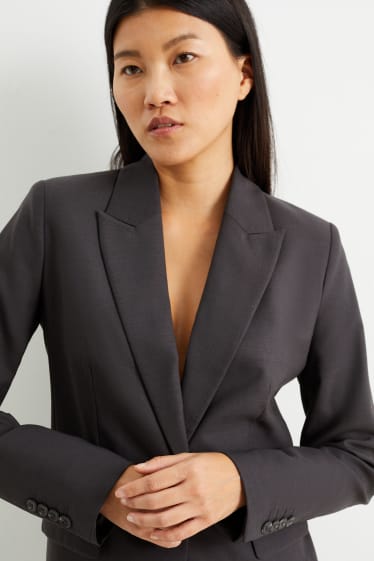 Women - Business blazer - relaxed fit - wool blend - dark gray
