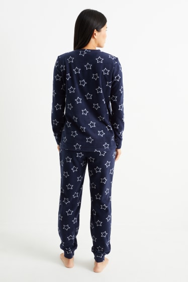 Dona - Pijama de teixit polar - estampat - blau fosc