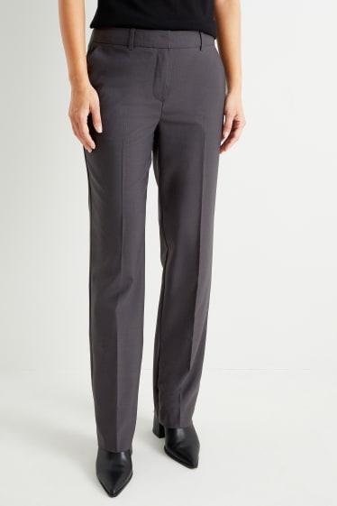 Donna - Pantaloni business - vita media - straight fit - misto lana - grigio scuro