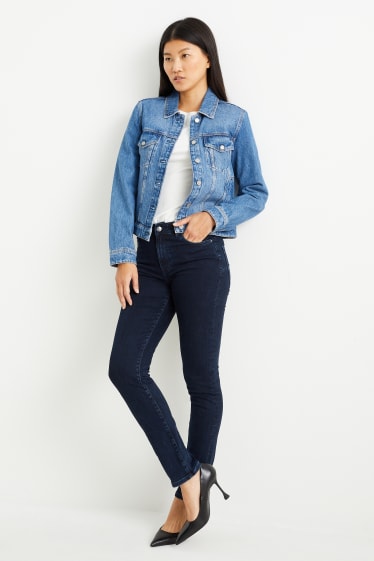 Dámské - Slim jeans - mid waist - tvarující džíny - LYCRA® - džíny - tmavomodré