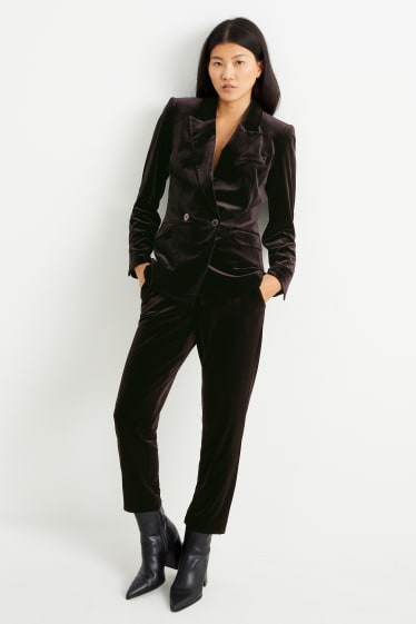 Mujer - Pantalón de terciopelo - high waist - slim fit - negro