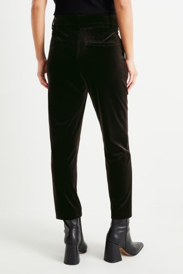 Mujer - Pantalón de terciopelo - high waist - slim fit - negro