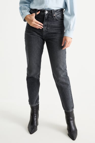 Kobiety - Mom jeans - wysoki stan - dżins-szary