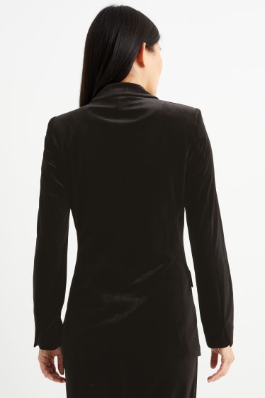Women - Velvet blazer- regular fit - black