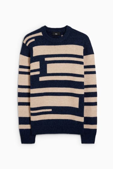 Hommes - Pull - à rayures - bleu foncé