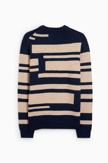 Hommes - Pull - à rayures - bleu foncé