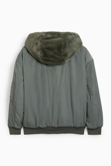 Women - Reversible bomber jacket with hood - green