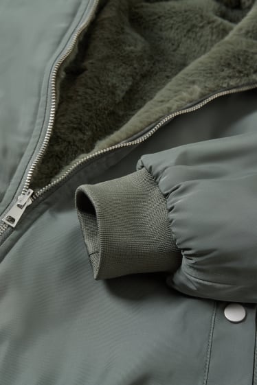 Women - Reversible bomber jacket with hood - green