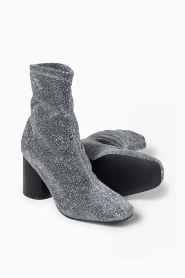 Damen - Stiefeletten - glänzend - grau