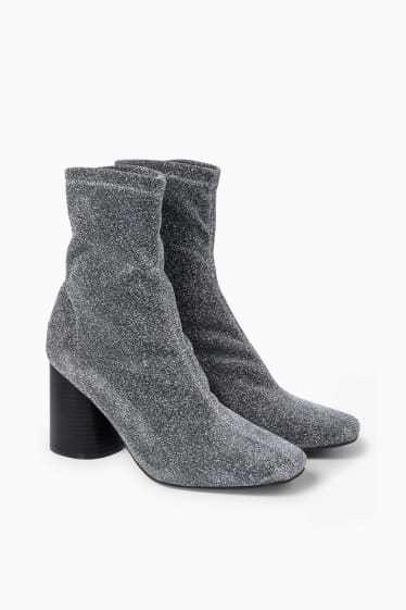 Damen - Stiefeletten - glänzend - grau