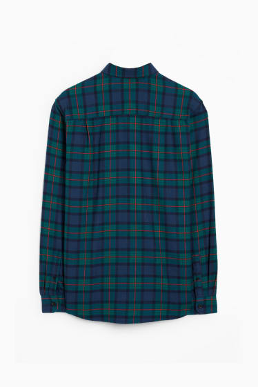 Uomo - Camicia - regular fit - button down - a quadretti - blu