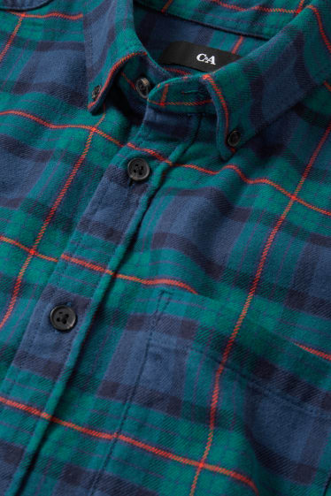Uomo - Camicia - regular fit - button down - a quadretti - blu