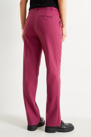 Dames - Businessbroek - mid waist - straight fit - wolmix - bordeaux