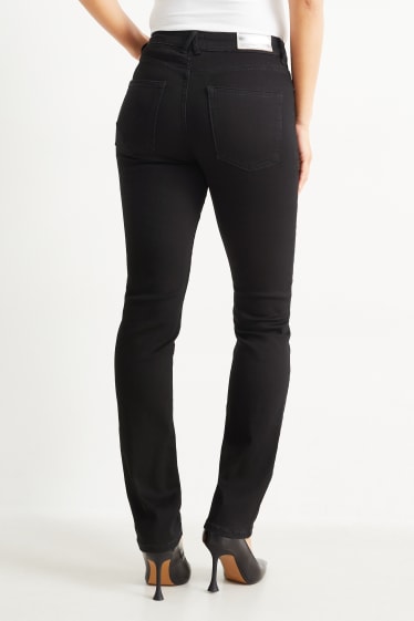 Women - Straight jeans - mid-rise waist - LYCRA® - black
