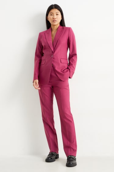Kobiety - Spodnie biznesowe - średni stan - straight fit - miks wełniany - bordowy