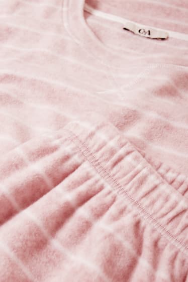 Femmes - Pyjama en polaire - à rayures - rose