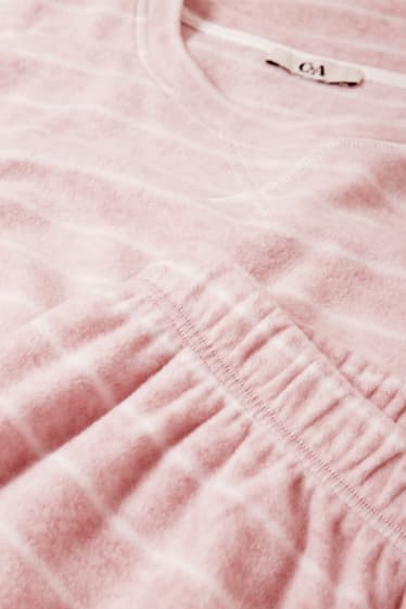 Dames - Pyjama van fleece - gestreept - roze