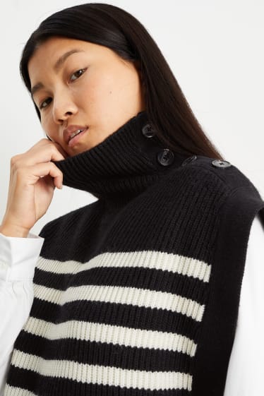 Femei - Vestă pulover - cu dungi - negru
