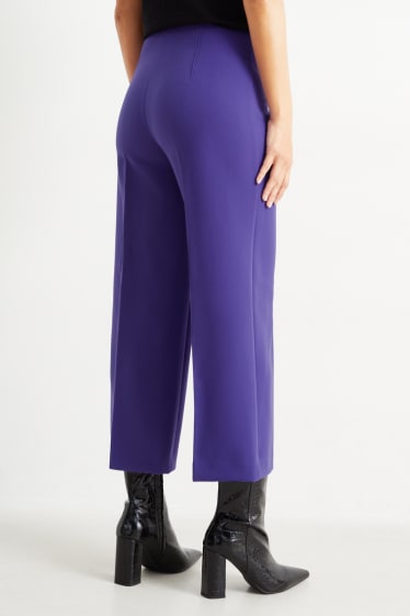 Donna - Pantaloni - vita alta - gamba larga - porpora