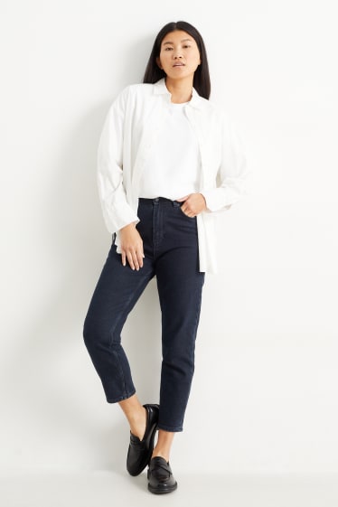 Femmes - Mom jean - high waist - LYCRA® - jean bleu foncé