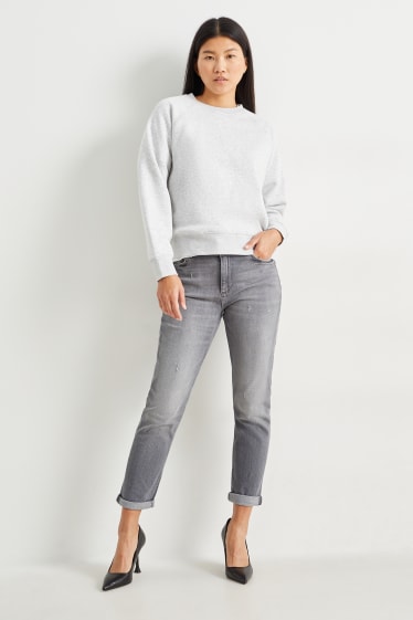 Women - Boyfriend jeans - mid-rise waist - LYCRA® - denim-light gray