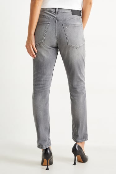 Women - Boyfriend jeans - mid-rise waist - LYCRA® - denim-light gray