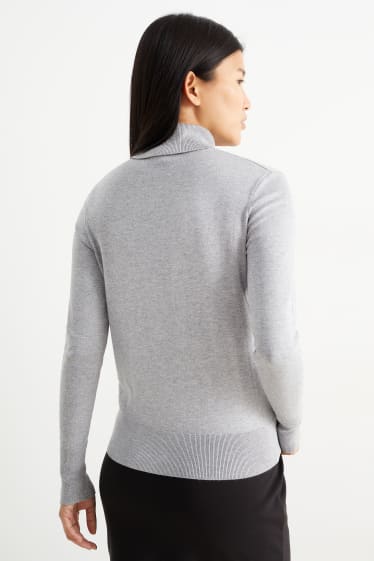 Damen - Basic-Rollkragenpullover - grau