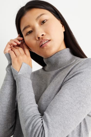 Donna - Maglione basic con collo a dolcevita - grigio