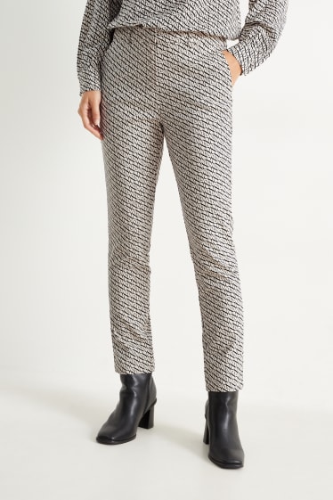 Femei - Pantaloni de stofă - talie medie - slim fit - cu model - bej