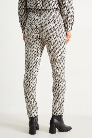 Femei - Pantaloni de stofă - talie medie - slim fit - cu model - bej