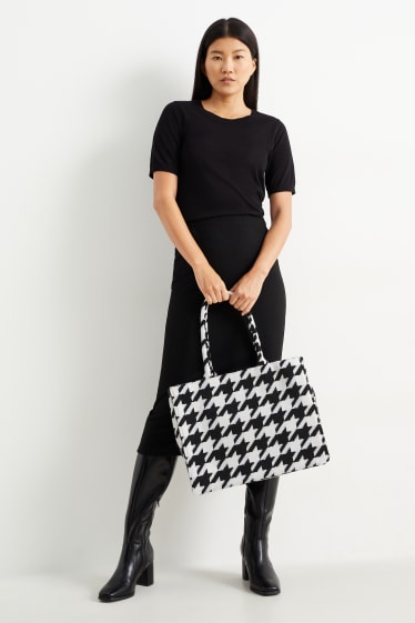 Damen - Tasche - kariert - schwarz / weiss