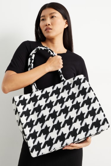 Damen - Tasche - kariert - schwarz / weiss