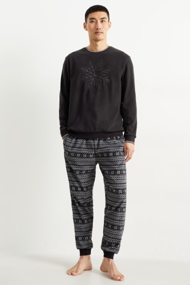 Hommes - Pyjama en polaire de Noël - noir