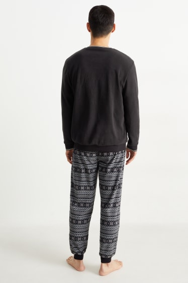 Hommes - Pyjama en polaire de Noël - noir