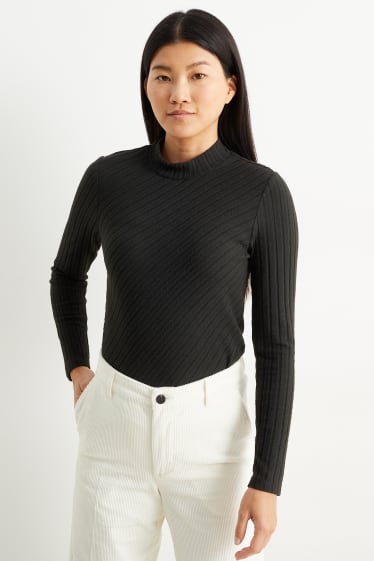 Damen - Rollkragenshirt - schwarz