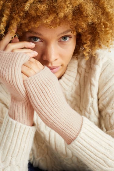 Damen - Fingerlose Handschuhe - hellbeige