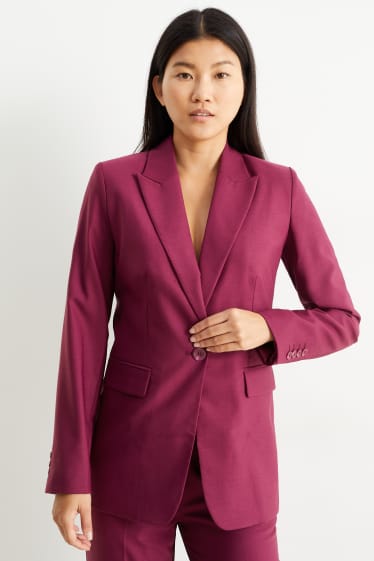 Femmes - Blazer de bureau - relaxed fit - laine mélangée - bordeaux