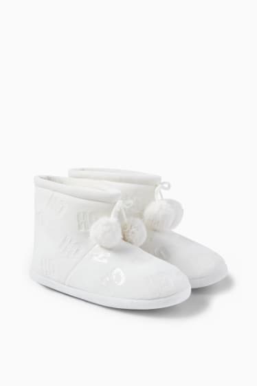 Dames - Kerstpantoffels - wit