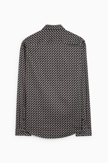 Heren - Business-overhemd - slim fit - kent - gemakkelijk te strijken - zwart / grijs